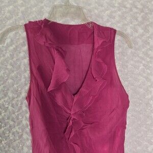 Lafayette 148 New York Silk Ruffle Blouse Women's Sleeveless Pink Size 8